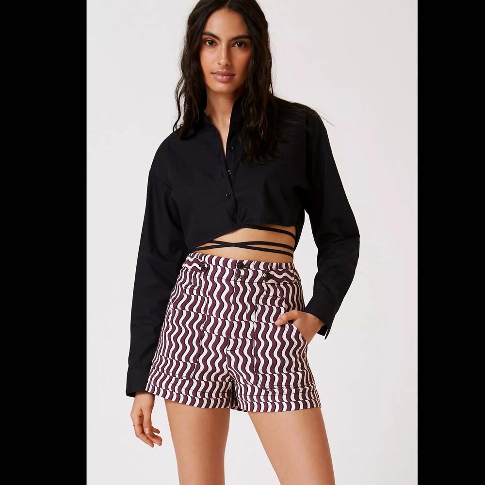 NWT Anthropologie Maeve High-Rise A-Line Printed Shorts - Size 2